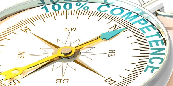 Metal Compass 100 Percent Competence Word Rendering —  Fotos de Stock