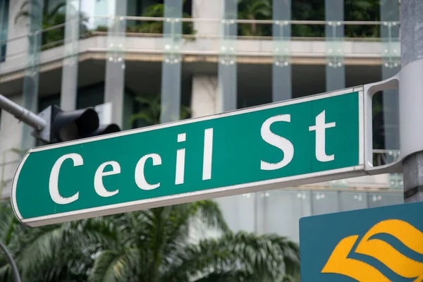 Singapore Apr 2022 Gatuskylt Mot Cecil Street Centrala Singapore — Stockfoto