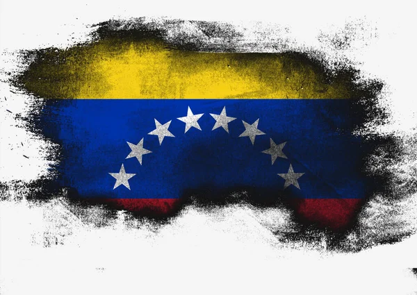 Venezuelská Vlajka Malovaná Štětcem Bílém Pozadí Vykreslování — Stock fotografie
