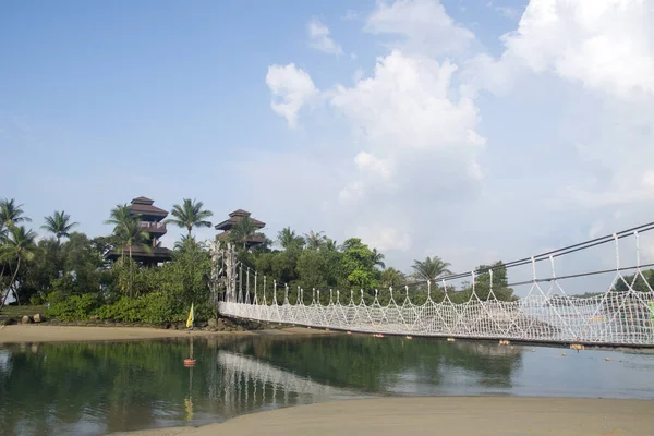 Singapour Avril 2022 Pont Suspendu Palawan Beach Sentosa Singapour Palawan — Photo