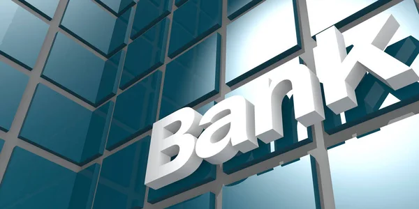 Building Facade Bank Sign Rendering — стоковое фото