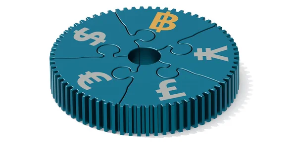 Golden Bitcoin Sign Other Money Sign Rendering — Stock Photo, Image