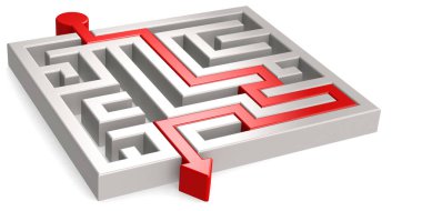 Ok labirentten geçiyor, 3D görüntüleme.