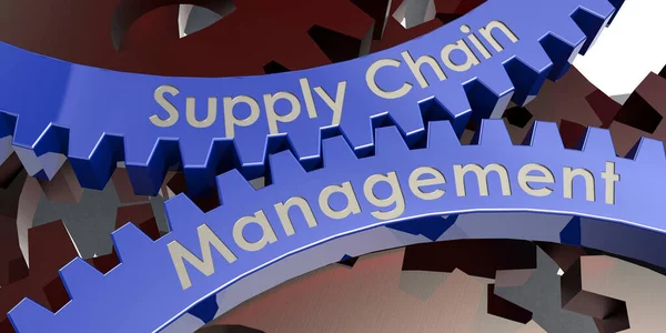 Supply Chain Management Wort Über Getriebe Rendering — Stockfoto