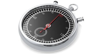 Stopwatch beyaz arkaplanda izole edildi, 3 boyutlu görüntüleme