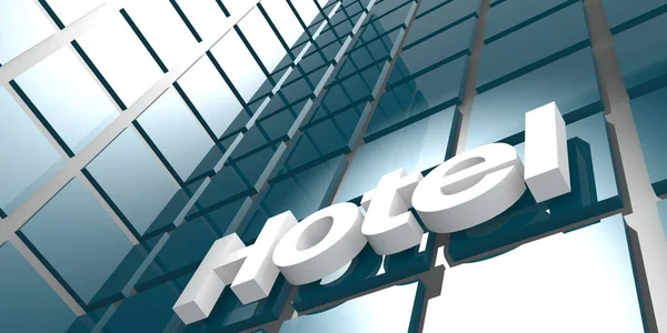Building Facade Hotel Sign Rendering — Stock Photo, Image