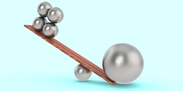 Concepto Equilibrio Trabajo Equipo Con Bolas Plata Renderizado — Foto de Stock