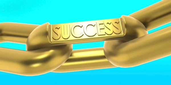 Golden Success Word Link Chains Rendering — Fotografia de Stock