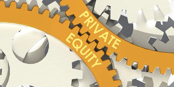 Private Equity Word Gears Rendering — Stock fotografie