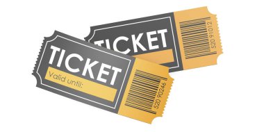 Ticket with barcode isolated, 3d rendering