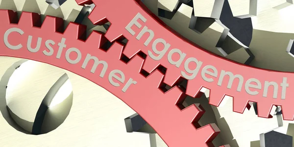 Customer Engagement Word Engaged Gear Wheels Rendering — Zdjęcie stockowe