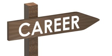 Career wooden road sign isolated, 3d rendering