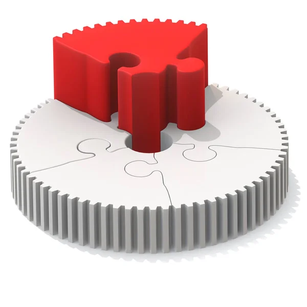 Red Jigsaw Puzzle Stand Out Rest Rendering — Stock Photo, Image