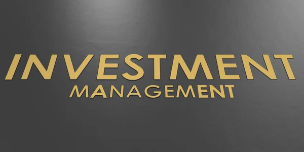 Golden Investment Management Woord Zwarte Achtergrond Rendering — Stockfoto