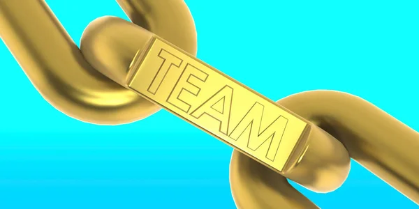 Golden Team Word Link Chains Rendering — Stock Photo, Image