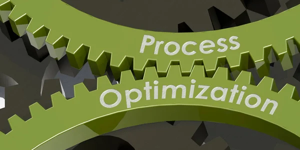 Process optimization words on gears, 3d rendering