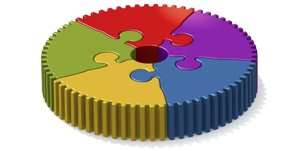 Multi Color Wheel Puzzle Isolated White Background Rendering — 스톡 사진