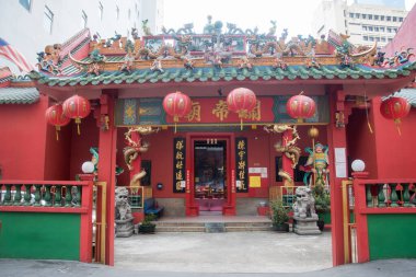 Kuala Lumpur, Malezya - Haziran 07, 2022: Çin Mahallesi 'nde Kuan Ti Tapınağı olarak da bilinen Guan Di Tapınağı. Kuala Lumpur. Malezya.