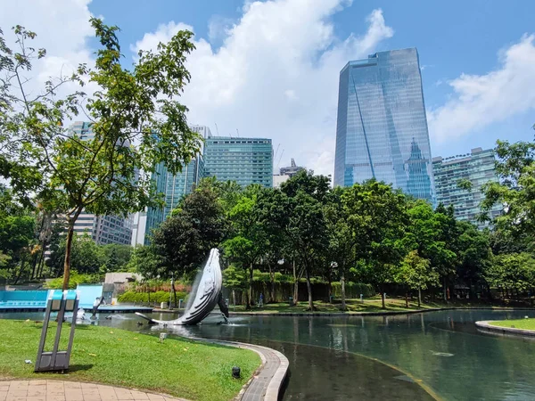 Kuala Lumpur Malaysia Jun 2022 Beautiful View Cascade Fountains Composition — Stock Photo, Image