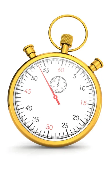 Gouden Stopwatch Geïsoleerd Witte Achtergrond Rendering — Stockfoto