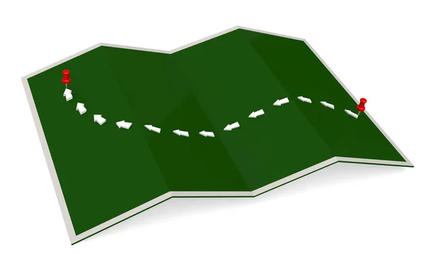 Путь Стрелки Большим Пальцем Зеленой Бумаге Рендеринг — стоковое фото