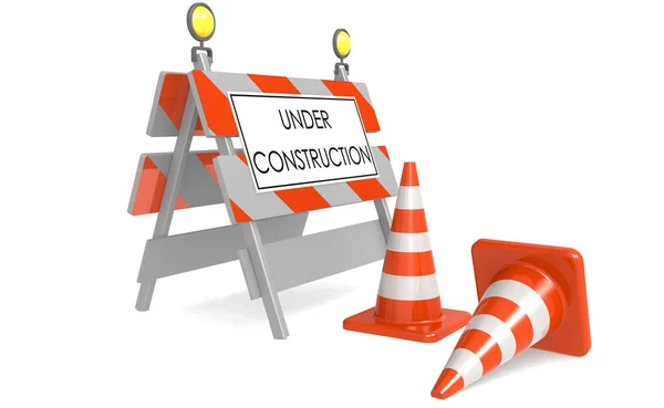Construction Concept Barrier Traffic Cones Rendering — Stock Photo, Image