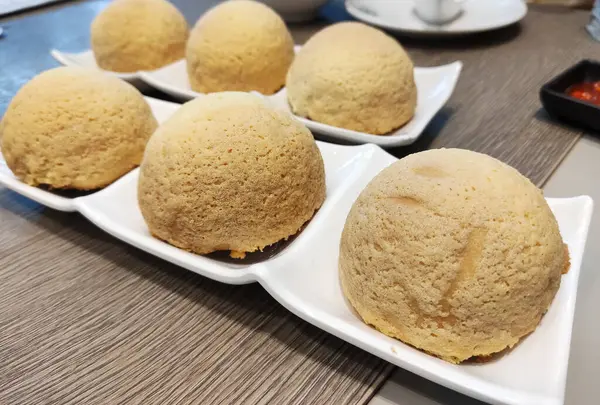 Baked Bbq Pork Buns Delicious Signature Meal Chinese Dim Sum — Stock Fotó