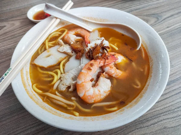 Simple Authentic Prawn Mee Noodle Shrimps — ストック写真