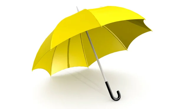 Yellow Umbrella Isolated White Rendering — Fotografia de Stock