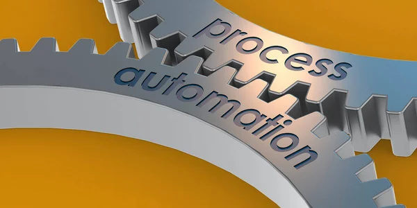 Process Automation Word Gears Rendering — Stock Photo, Image