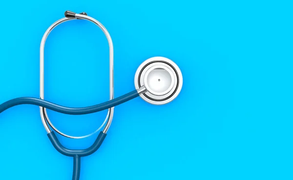 Medical Used Stethscope Isolated Blue Background Rendering — Photo