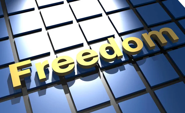 Freedom Word Blue Wall Rendering — Stock Photo, Image