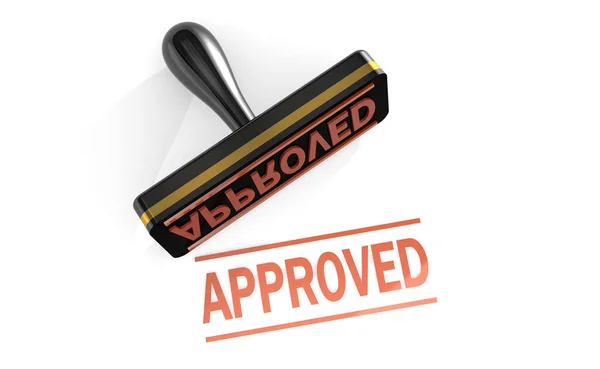 Black Approved Stamp Red Text Rendering — Stockfoto