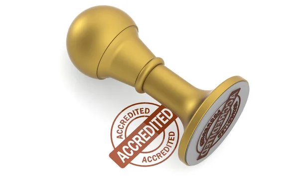 Golden Stamp Accredited Word Isolated Rendering — Stockfoto