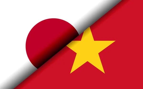 Flags Japan Vietnam Divided Diagonally Rendering — Stok Foto