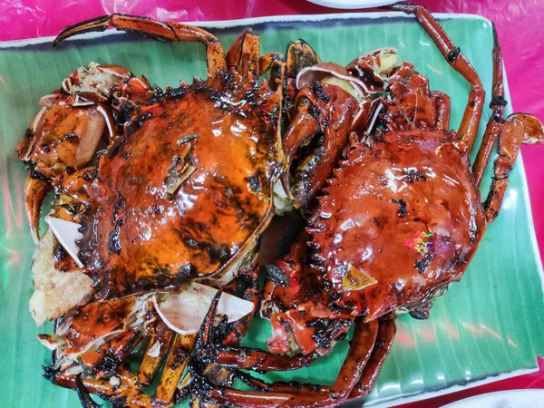 Famous Seremban Baked Crabs Served Plate Seremban — Foto Stock