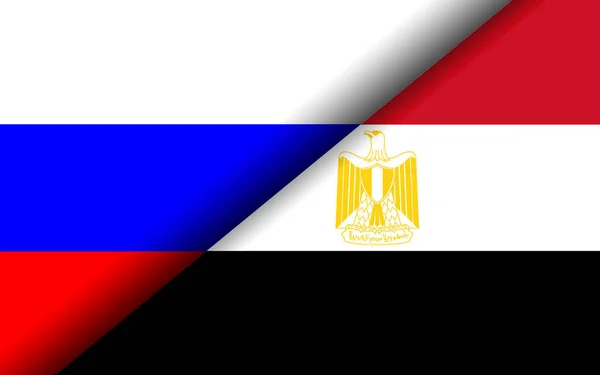 Flags Russia Egypt Divided Diagonally Rendering — Stock fotografie