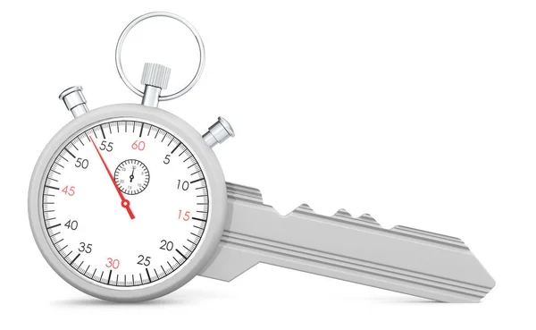 Metal Stopwatch Key Isolated White Background Rendering — 图库照片