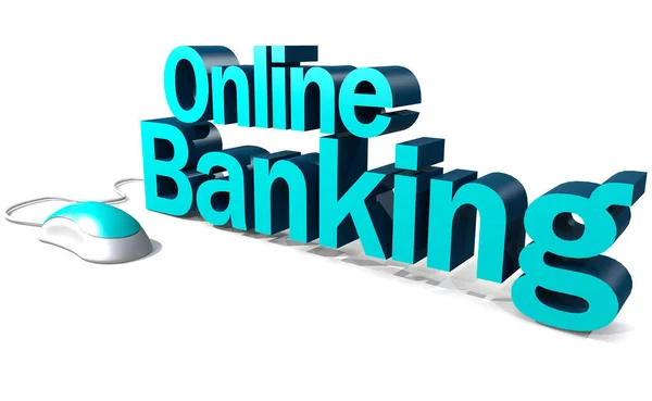 Computer Mouse Online Banking Word Rendering — Φωτογραφία Αρχείου