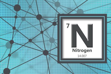 Atomik numarası ve atomik ağırlığı 3D olan azot kimyasal elementi