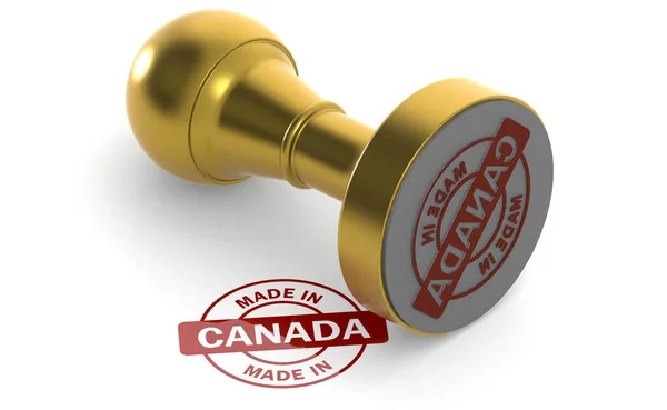 Golden Stamp Made Canada Word Rendering — 图库照片