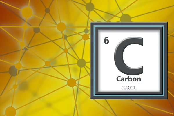 Carbon chemical element with atomic number and atomic weight,  3d rendering