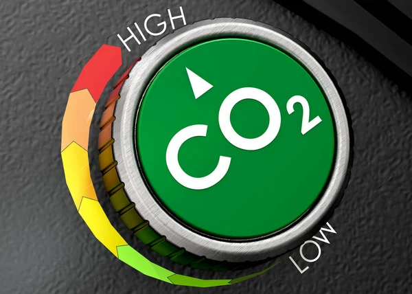 Carbon Dioxide Control Knob Dial Rendering — Stock Photo, Image