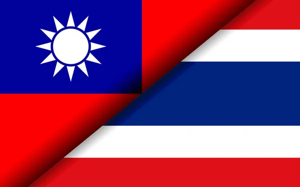 Flags Taiwan Thailand Divided Diagonally Rendering — 图库照片