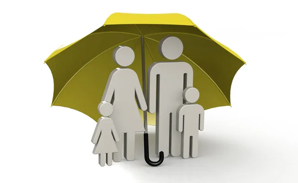 Familia Bajo Paraguas Para Concepto Salud Rendering — Foto de Stock