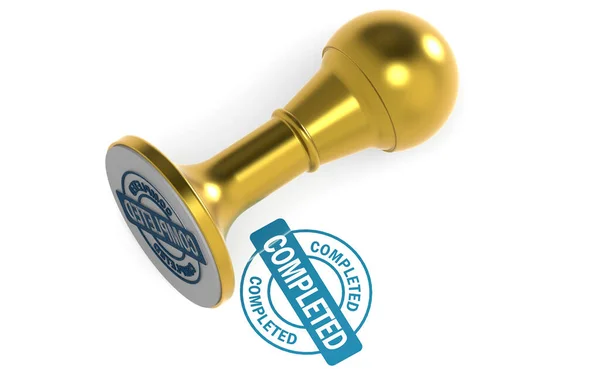 Golden Stamp Completed Word Rendering — Foto Stock