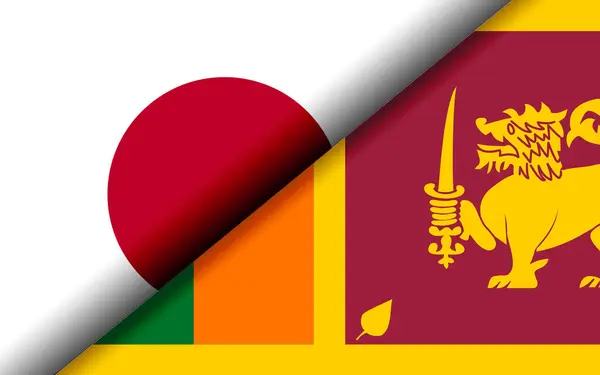 Flags Japan Sri Lanka Divided Diagonally Rendering — Foto Stock