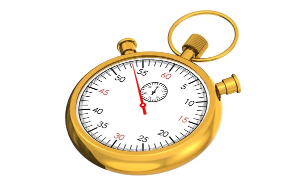 Golden Stopwatch Isolated White Background Rendering — ストック写真