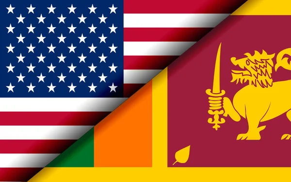 Flags America Sri Lanka Divided Diagonally Rendering — Stockfoto