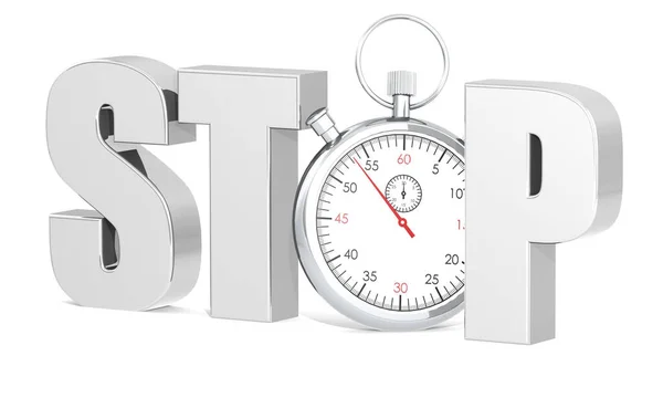 Stop Word Stopwatch Isolated Rendering — Stockfoto